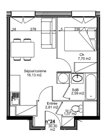 1-bed lot plan example